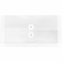 JAM Paper - Enveloppes en plastique avec fermeture à bouton et à cordon #10 Livret d'affaires - 5.25" x 10" - Transparent - Paquet de 12-Couleur: Clair