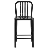 Flash Furniture 24" High Black Metal Indoor-Outdoor Counter Height Stool with Vertical Slat Back-Industrial Style Modern Counter Stool