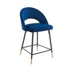 Plata Import Velvet Stool - Blue-Counter stool suitable for indoor and outdoor use