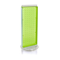 Azar Displays 20" x 8" 2-Sided Revolving Pegboard Counter Unit, Green (700508-GRE)-Two-sided display stands on a clear plastic revolving base, providing easy customer access