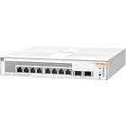 HP JL681A Instant On 1930 8-Port Gigabit PoE+ Compliant Managed Switch with SFP White-(8) RJ-45 autosensing 10/100/1000 Class 4 PoE ports; (2) SFP 1000 Mbps ports (min=0  max=2 SFP Transceivers)