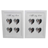 Cathay Importers "All My Love" Hearts Collage Wood Photo Frame, 4 Photos, 3" x 3" Size, White, 2 Pack-Each frame displays up to 4 of your cherished 3" x 3" photos.