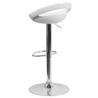 Flash Furniture Contemporary Plastic Adjustable Height Barstool with Rounded Cutout Back & Chrome Base - White - 2 Pack-White Contoured ABS Seat