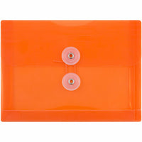 JAM Paper Plastic Envelopes with Button and String Tie Closure Index Booklet - 5.5" x 7.5" - Orange - 12 Pack -Colour: Orange 