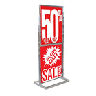 Eddie's Double Decker Frame Floor Standing Sign Holder - 22" x 28" - Chrome (130403-1)-56" High