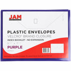 JAM Paper Plastic Envelopes with Hook & Loop Closure - Index Booklet - 5.5" x 7.5" - Purple - 12 Pack -Quantity: 12 per pack