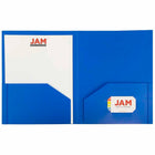 JAM Paper Plastic Heavy Duty Two Pocket Folders, Blue, 12 Pack (383Hbug)-12 per pack