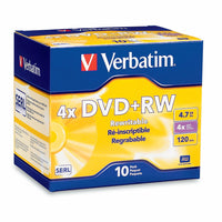 Verbatim DVD+RW 4.7GB 4X with Branded Surface - 10 Pack-DVD+RW 4.7GB 4X