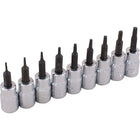 Gray Tools 9 Piece 3/8" Drive Torx Head Socket Set, T6-T27-Contains Sizes: T6, T7, T8. T9. T10, T15, T20, T25, T27.