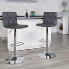 Flash Furniture Contemporary Tufted Grey Vinyl Adjustable Height Barstool with Chrome Base-Height Adjustable Seat with Gas Lift