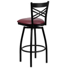 Flash Furniture HERCULES Black "X" Back Swivel Metal Barstool - Burgundy Vinyl Seat-2.5" Thick Foam Padded Seat