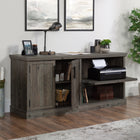 Sauder 433681 Aspen Post Large Credenza - Pebble Pine-Meets BIFMA standard x5.9 for safety, durability, and structural performance.