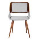 Armen Living Panda Mid-Century Fabric Dining Chair - Grey-Soft upholstery, sleek and sophisticated with grey and walnut accent look ideal for any living space