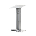 Urbann Y5 Lectern With Wheels - Whisky Wood - Aluminum Grey-610 mm x 510 mm x 1143 mm (24" x 20" x 45")