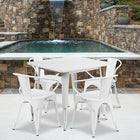 Flash Furniture 31.5'' Square White Metal Indoor-Outdoor Table Set with 4 Arm Chairs (ET-CT002-4-70-WH-GG)-Galvanized Steel, Metal, Rubber