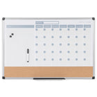 MasterVision 3-in-1 Dry-Erase Calendar Planner Board - Silver Frame - 18" H x 24" W-3-in-1 board with dry-erase calendar section, notes section, and bottom cork board