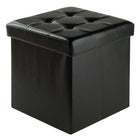 Winsome Ashford 15" x 15" Ottoman with Storage, Faux-Leather, Black (20415)-Ottoman with storage