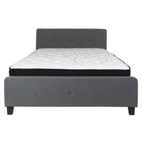 Flash Furniture Tribeca Queen Size Tufted Upholstered Platform Bed in Dark Grey Fabric with Pocket Spring Mattress-Queen Platform Bed and Mattress Set