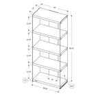 Monarch Specialties 3289 60"H Bookcase - Glossy White With Tempered Glass-Polished chrome accents provide added elegance to complement any home or office space; bookshelf also includes rear glass panel for sturdiness

