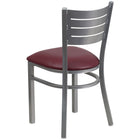 Flash Furniture HERCULES Series Silver Slat Back Metal Restaurant Chair - Burgundy Vinyl Seat-Burgundy Vinyl Upholstered Seat
