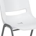 Flash Furniture HERCULES Series Ergonomic Shell Stack Chair with Grey Frame - White-Ergonomically Contoured Design with White Plastic Back and Seat