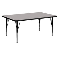 Flash Furniture 24''W x 60''L Rectangle Activity Table with 1.25'' High Pressure Top and Height Adjustable Pre-School Legs, Grey-Grey Laminate