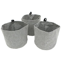 Cathay Importers Polyester Round Basket, 8"Dia x 7"H, Grey, 3/Pack-7"H x 8"diam