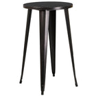 Flash Furniture Commercial Grade 24" Round Black-Antique Gold Metal Indoor-Outdoor Bar Table Set with 2 Stools-Black-Antique Gold Powder Coat Finish