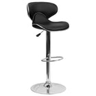 Flash Furniture Contemporary Cozy Mid-Back Black Vinyl Adjustable Height Barstool with Chrome Base-Mid-Back Design