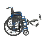 Drive Medical Blue Streak Wheelchair with Flip Back Desk Arms, 16" Seat, Elevating Legrests-Comes with push to lock brakes