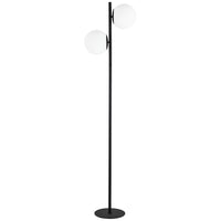 Dainolite Folgar Contemporary Incandescent Floor Lamp - 2 Lights - Matte Black with White Opal Glass -Black