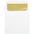 JAM Paper 6 x 6 Square Foil Lined Envelopes, White with Gold Lining, 100 Pack (3244689g)-White with gold foil