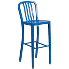Flash Furniture 30" High Blue Metal Indoor-Outdoor Barstool with Vertical Slat Back-500 lb. Weight Capacity