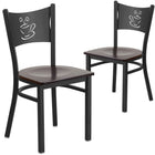 Flash Furniture HERCULES Series Black Coffee Back Metal Restaurant Chair - Walnut Wood Seat - 2 Pack-Coffee Back Design