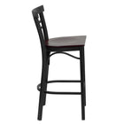 Flash Furniture HERCULES Series Black Two-Slat Ladder Back Metal Restaurant Barstool - Mahogany Wood Seat - 2 Pack-Mahogany Finished Wood Seat
