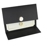 St. James Document/Certificate Holders - Gold Award Seal with Single Black Ribbon - Black - 5 Pack-Easy to insert any letter size (8-1/2" x 11") documents into the die-cut corner slots