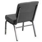 Flash Furniture HERCULES Series 21"W Stacking Church Chair with Silver Vein Frame - Grey Fabric-Book Pouch on Back