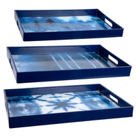 Truu Design Decorative Serving Tray Set, Set of 3, 18.5 x 13.5 inches, Blue-Set: comes in a set of 3 trays, each in different size and color