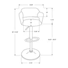 Monarch Specialties 2381 Barstool - Black/Black Metal Hydraulic Lift-Full 360 degree swivel stool features an adjustable hydraulic lift that allows you to raise the saddle stool from 25 to 30 inches