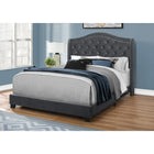Monarch Specialties 5968Q Queen Size Bed - Dark Grey Velvet With Chrome Trim-56.5"H x 87.5"L x 66.5"W / Queen