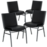 Flash Furniture HERCULES Series Heavy Duty Black Vinyl Stack Chair-Set of 4 Multipurpose Stack Chairs