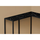 Monarch Specialties 2158 Accent Table - 36"L/Black Marble/Black Corner Console-Slender yet sturdy black metal frame provides support