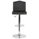 Flash Furniture Bellagio Contemporary Adjustable Height Barstool with Accent Nail Trim in Black LeatherSoft-Contemporary Style Stool