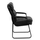 Flash Furniture Black Leather Executive Side Reception Chair with Lumbar Support & Sled Base-Black LeatherSoft Upholstery