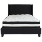 Flash Furniture Riverdale Full Size Tufted Upholstered Platform Bed with Pocket Spring Mattress - Black Fabric-Full Platform Bed and Mattress Set
