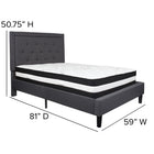Flash Furniture Roxbury Full Size Tufted Upholstered Platform Bed with Pocket Spring Mattress - Dark Grey Fabric-Dark Grey Fabric Upholstery