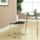 Nicer Furniture Bertoia Style Wire Side Chair - Black-Stainless Steel
