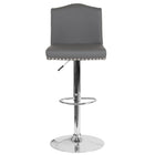 Flash Furniture Bellagio Contemporary Adjustable Height Barstool with Accent Nail Trim - Grey LeatherSoft - 2 Pack-Set of 2 Contemporary Style Stools