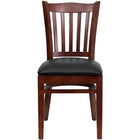 Flash Furniture HERCULES Series Vertical Slat Back Mahogany Wood Restaurant Chair - Black Vinyl Seat-Wood Chair