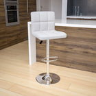 Flash Furniture Contemporary White Quilted Vinyl Adjustable Height Barstool with Chrome Base-Swivel Seat